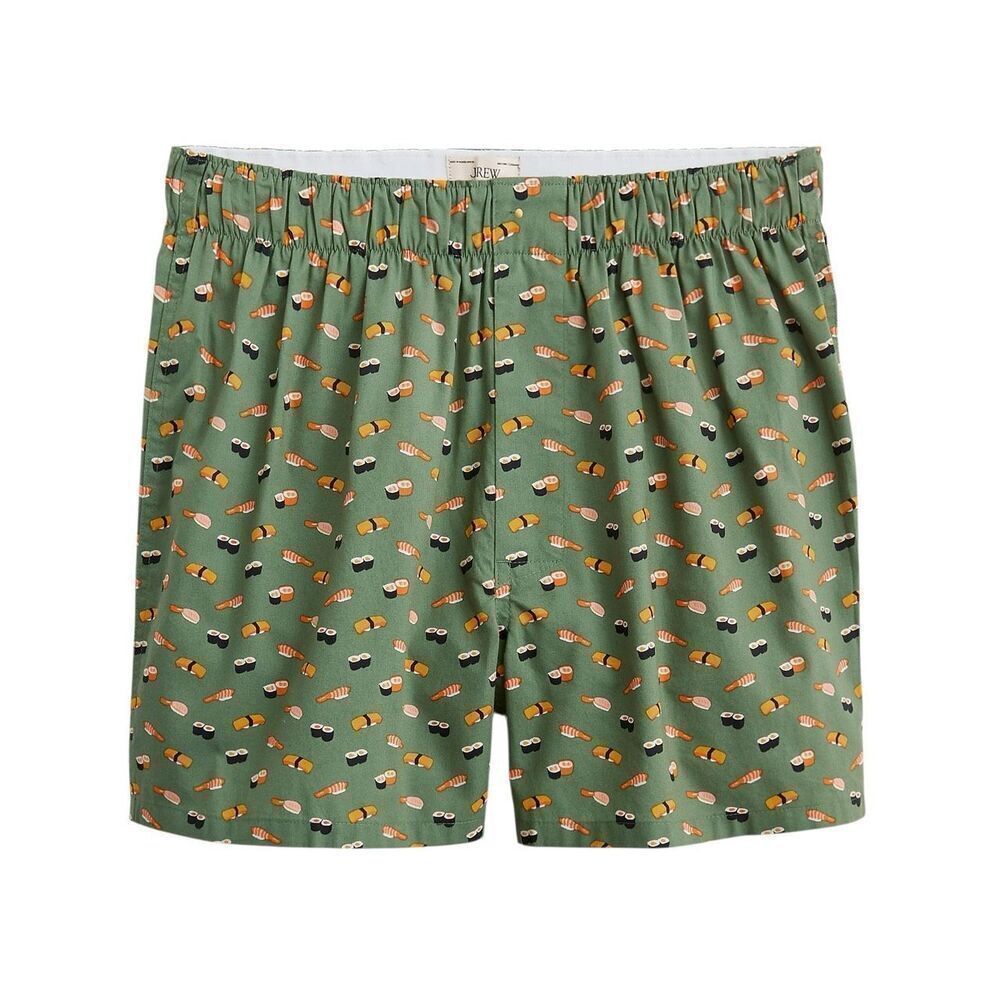 J. Crew Men’s Cotton Poplin Woven Boxer Shorts Thatcher Green Sushi, Medium New
